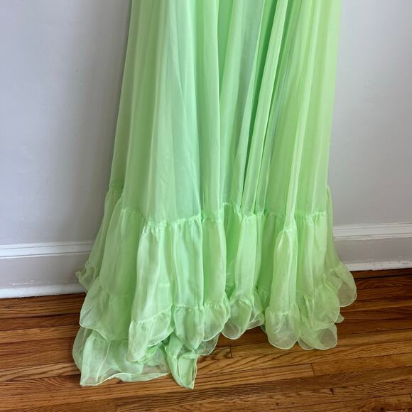 NEW Mac Duggal Mint Green Ruffle Tiered Cut-Out Chiffon Gown Dress 2 Style 67911 - Picture 8 of 16